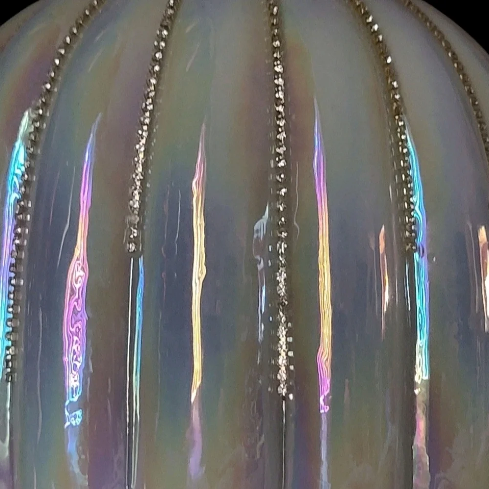 Stunning Rachel Zoe Opal Rhinestone Lighted Glass Pumpkin Thanksgiving Halloween